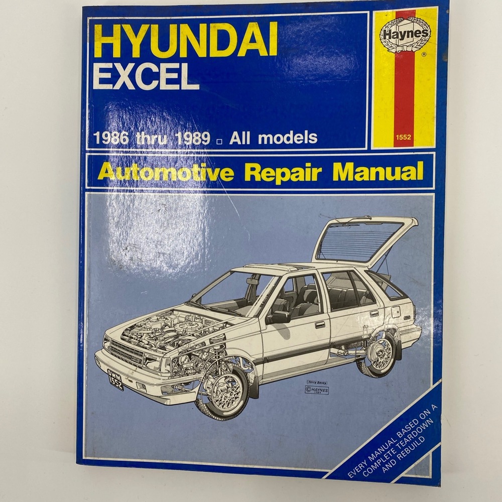 Haynes Hyundai Excel Repair Manual 1986-1989 All Models‎ Blue 1552 Vintage DIY